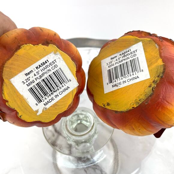 Fall Sentiment Pumpkins Thanksgiving Fall Decor Give Thanks Welcome Set of 2 - Picture 9 of 9